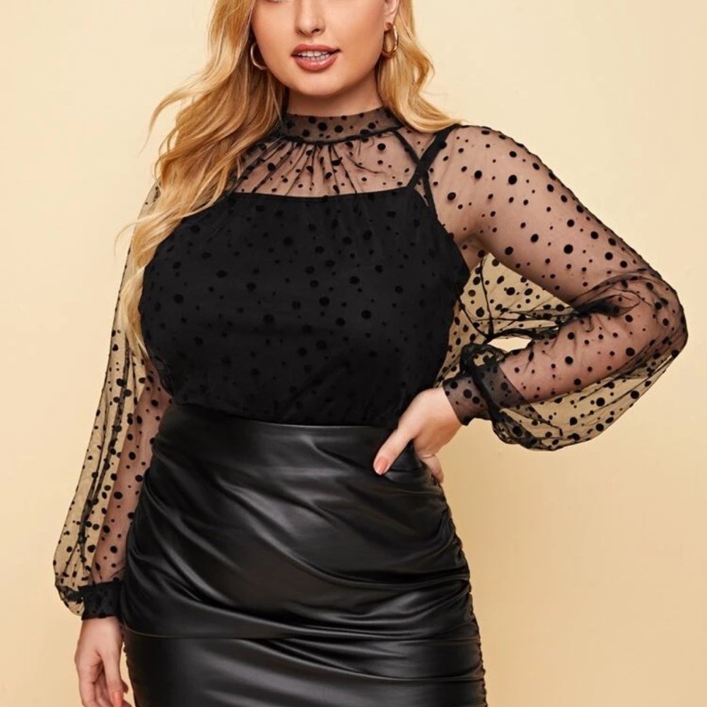 Polla dot sheer mesh top